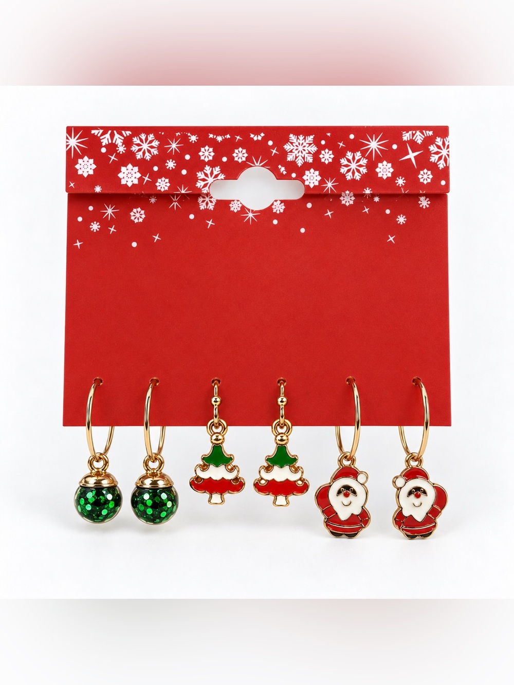 Christmas Holiday Hoop Earrings Set – 3 Pairs New on Card